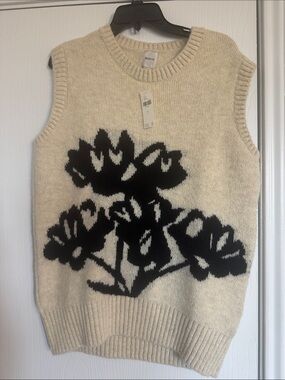 Anthropologie Maeve Oversized Neutral Cream Knit Sweater - Size S